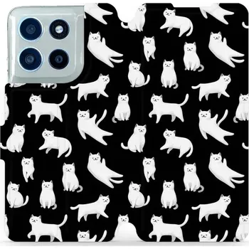 Pouzdro na mobilní telefon Flipové pouzdro Mobiwear - Motorola Moto G56 5G - V163S Bílé kočičky (Knížkové flip pouzdro, obal, kryt na mobil Motorola Moto G56 5G - V163S Bílé kočičky, materiál Umělá kůže + TPU - ochrana 360°, stojánek, silikonová vanička, magnetické zavírání)