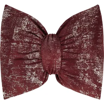 Polštář Dekorační sametový polštář ve tvaru mašle - bordó s lesklým efektem