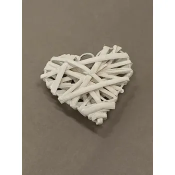 Dekorace závěs srdce proutí bílý - 5,5 x 5,5cm
