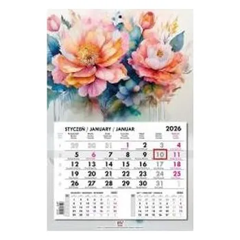 Kalendář Kalendarz 2026 jednodzielny główka płaska Kwiaty