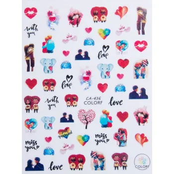 Samolepicí tenké Samolepky na nehty na Valentýna CA-436