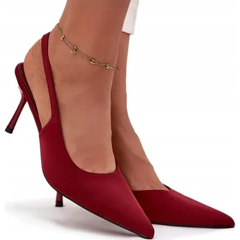 Dámské lodičky LODIČKY DÁMSKÉ S OTEVŘENOU PATOU ŠPIČATÉ ŠPIČKY BORDOVÉ 37