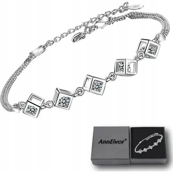 Náramek Dámský Stříbrný Náramek Řetízkový Geometrický s Diamantovými Křišťály