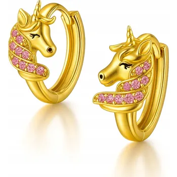 Náušnice ZLATÉ NÁUŠNICE JEDNOROŽCI PRO DÍVKU STŘÍBRO