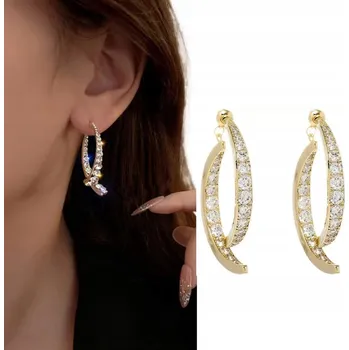 Náušnice Zlaté Náušnice s dlouhým Křišťál