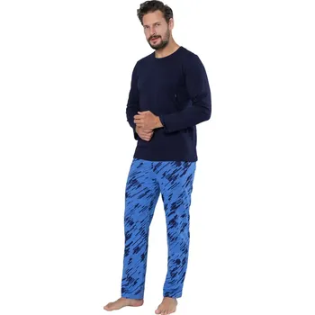 Pánské pyžamo Pánské pyžamo Egon 1685/52 HOTBERG – Styl & Komfort Barva/Velikost: granát (modrá) / L