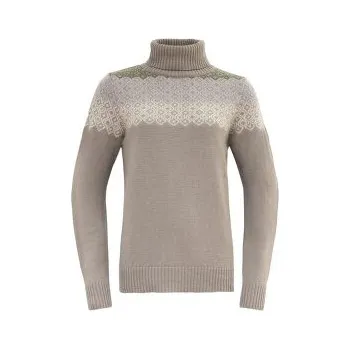 Dámský svetr Devold Syvde Wool High Neck Women 684A STONE béžová M