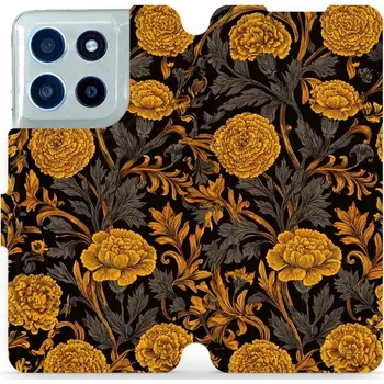 Pouzdro na mobilní telefon Flipové pouzdro Mobiwear - Motorola Moto G56 5G - V173S Žlutá kvítka (Knížkové flip pouzdro, obal, kryt na mobil Motorola Moto G56 5G - V173S Žlutá kvítka, materiál Umělá kůže + TPU - ochrana 360°, stojánek, silikonová vanička, magnetické zavírání)