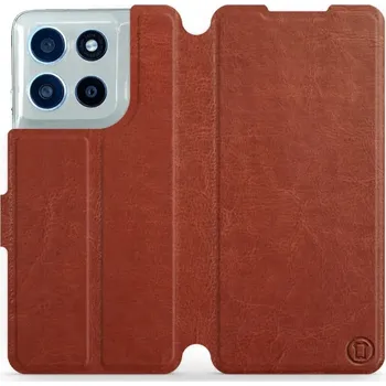 Pouzdro na mobilní telefon Flipové pouzdro Mobiwear - Motorola Moto G56 5G - Hnědé a šedé (Knížkové flip pouzdro, obal, kryt na mobil Motorola Moto G56 5G - Hnědé a šedé, materiál Umělá kůže + TPU - ochrana 360°, stojánek, silikonová vanička, magnetické zavírání)