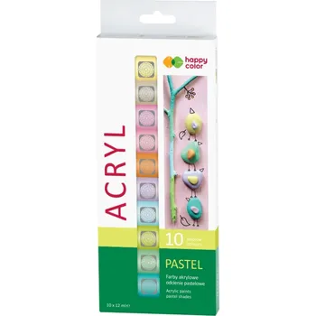 Vodová barva Akrylové barvy 12 ml 10 barev pastelové HAPPY COLOR