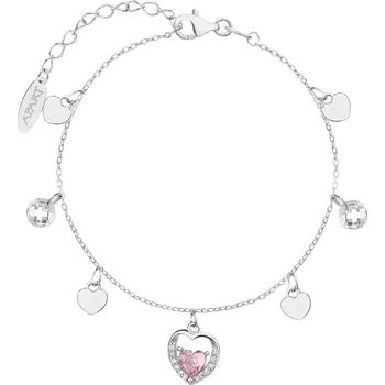 Náramek Stříbrný náramek se zirkony - srdce - AP542-6467