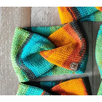 Zimní čelenka Pletená čelenka - oranžově zelená č.2