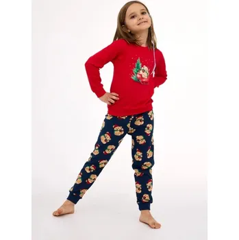 Dívčí pyžamo Cornette 186 vánoční medvídek červené Velikost: 98-104