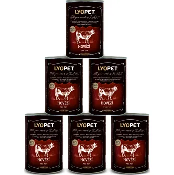 Krmivo pro psa Lyopet 5+1 zdarma Wet Food Beef výhodné balení hovězích konzerv pro psy