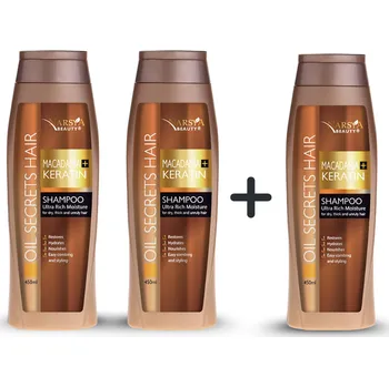 Kosmetická sada Arsy Cosmetics Set 2 + 1 zdarma MAKADAMIE + KERATIN šampon 3x 450 ml