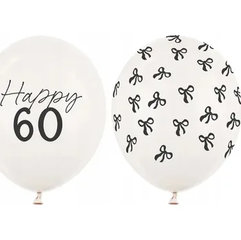 Balónek Balónky "60. narozeniny - mašle", bílé, PartyDeco, 12", 50 ks