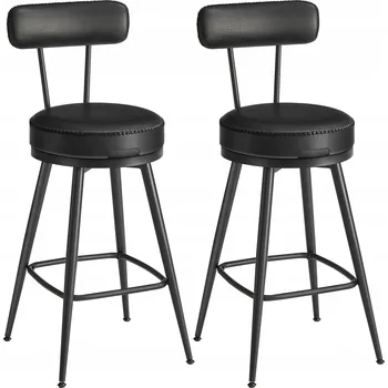 Jídelní židle Vysoká barová židle Songmics, umělá kůže, černá, 2 ks, do jídelny nebo obývacího pokoje