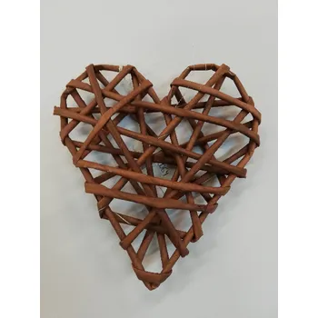 Dekorace závěs srdce proutí hnědý - 13,5 x 12,5cm