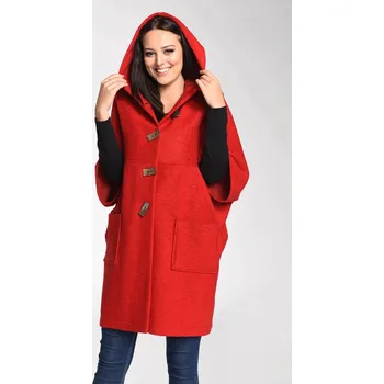 Dámské pončo TopMode Rozepínací vlněné pončo s kapucí 735047