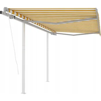 Markýza Automaticky rolovací markýza se sloupky 3,5x2,5m, žluto-bílá