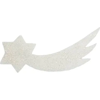 Vánoční dekorace LAALU Vánoční dekorace - pěnová kometa s glitery, bílá, 30 x 12 cm