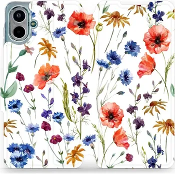 Pouzdro na mobilní telefon Flipové pouzdro Mobiwear - Samsung Galaxy A07 - MP04S Luční kvítí (Knížkové flip pouzdro, obal, kryt na mobil Samsung Galaxy A07 - MP04S Luční kvítí, materiál Umělá kůže + TPU - ochrana 360°, stojánek, silikonová vanička, magnetické zavírání)