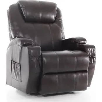 Masážní křeslo Masážní polohovací křeslo s vyklápěním eko kůže, tmavě hnědé