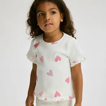 Dívčí tričko Reserved - Bavlněné tričko s potiskem - krémová - 574FT-01X - 574FT-01X-110