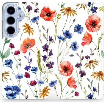 Pouzdro na mobilní telefon Flipové pouzdro Mobiwear - Samsung Galaxy S25 FE - MP04S Luční kvítí (Knížkové flip pouzdro, obal, kryt na mobil Samsung Galaxy S25 FE - MP04S Luční kvítí, materiál Umělá kůže + TPU - ochrana 360°, stojánek, silikonová vanička, magnetické zavírání)