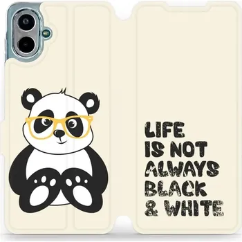 Pouzdro na mobilní telefon Flipové pouzdro Mobiwear - Samsung Galaxy A07 - M041S Panda - life is not (Knížkové flip pouzdro, obal, kryt na mobil Samsung Galaxy A07 - M041S Panda - life is not, materiál Umělá kůže + TPU - ochrana 360°, stojánek, silikonová vanička, magnetické zavírá