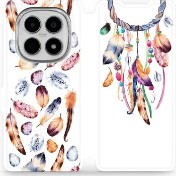 Pouzdro na mobilní telefon Flipové pouzdro Mobiwear - Xiaomi Redmi Note 15 5G - M003S Lapač a barevná pírka (Knížkové flip pouzdro, obal, kryt na mobil Xiaomi Redmi Note 15 5G - M003S Lapač a barevná pírka, materiál Umělá kůže + TPU - ochrana 360°, stojánek, silikonová vanička,)