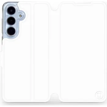 Pouzdro na mobilní telefon Flipové pouzdro Mobiwear - Samsung Galaxy S25 FE - Bílé a oranžové (Knížkové flip pouzdro, obal, kryt na mobil Samsung Galaxy S25 FE - Bílé a oranžové, materiál Umělá kůže + TPU - ochrana 360°, stojánek, silikonová vanička, magnetické zavírání)