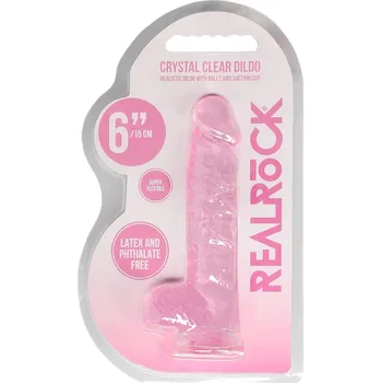 Dildo REALROCK - realistický průhledný dildo - růžový (15 cm)