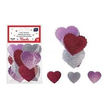 Set školních potřeb Naklejki brokat piankowe samoprzylep. Hearts 16szt