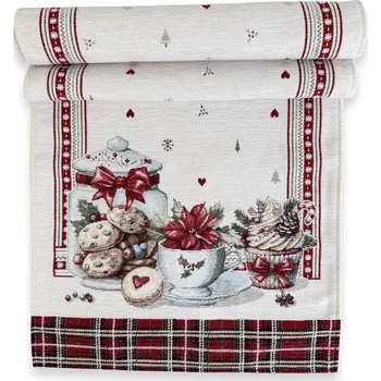 Vánoční dekorace Štóla Gobelín CHENILLE 40/100 cm – Vánoční sušenky