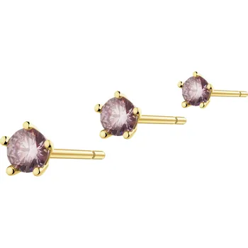 Náušnice Sada tří zlatých náušnic se zirkony - AP542-7067