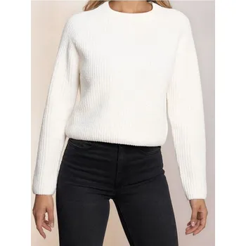 Dámské oblečení Sinsay - Žebrovaný pletený svetr - krémová - 441EU-01X - 441EU-01X-M