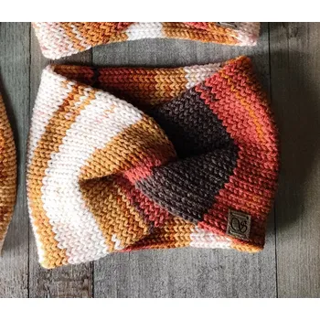 Zimní čelenka Pletená čelenka - podzimní odstíny č.5