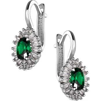 Náušnice Zlaton Náušnice bílé zlato s kamenem osazený zirkony 2cm 3.5g 000152504241