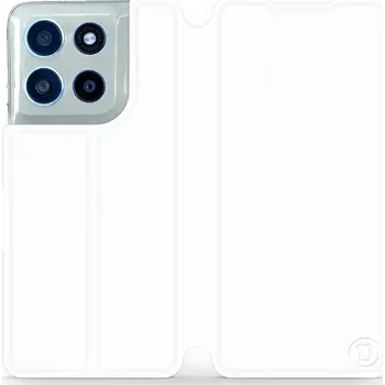 Pouzdro na mobilní telefon Flipové pouzdro Mobiwear - Motorola Moto G56 5G - Bílé a šedé (Knížkové flip pouzdro, obal, kryt na mobil Motorola Moto G56 5G - Bílé a šedé, materiál Umělá kůže + TPU - ochrana 360°, stojánek, silikonová vanička, magnetické zavírání)