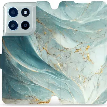 Pouzdro na mobilní telefon Flipové pouzdro Mobiwear - Motorola Moto G56 5G - VP34S Zelenkavý a zlatavý mramor (Knížkové flip pouzdro, obal, kryt na mobil Motorola Moto G56 5G - VP34S Zelenkavý a zlatavý mramor, materiál Umělá kůže + TPU - ochrana 360°, stojánek, silikonová vanička,