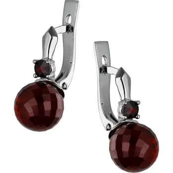 Náušnice Zlaton Náušnice bílé zlato visací kulička s kamenem 2.2cm 4.3g 000330705248