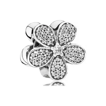 Přívěsek Stříbrný přívěsek Charms, korálek se zirkony - květiny Stříbro 925