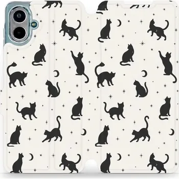 Pouzdro na mobilní telefon Flipové pouzdro Mobiwear - Samsung Galaxy A07 - V162S Noční kočičky (Knížkové flip pouzdro, obal, kryt na mobil Samsung Galaxy A07 - V162S Noční kočičky, materiál Umělá kůže + TPU - ochrana 360°, stojánek, silikonová vanička, magnetické zavírání)