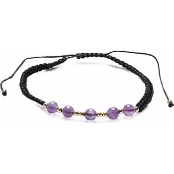 Náramek Ametyst náramek se Shamballa zapínáním obvod cca 16 až 25 cm