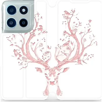 Pouzdro na mobilní telefon Flipové pouzdro Mobiwear - Motorola Moto G56 5G - M007S Růžový jelínek (Knížkové flip pouzdro, obal, kryt na mobil Motorola Moto G56 5G - M007S Růžový jelínek, materiál Umělá kůže + TPU - ochrana 360°, stojánek, silikonová vanička, magnetické zavírání)