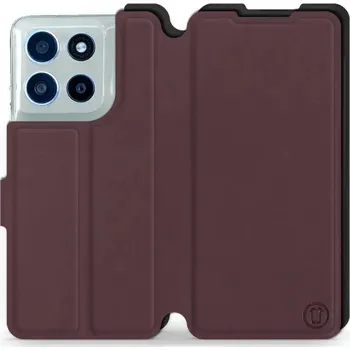 Pouzdro na mobilní telefon Flipové pouzdro Mobiwear Semiš - Motorola Moto G56 5G - Bordové & Černé (Knížkové semišové flip pouzdro, obal, kryt na mobil Motorola Moto G56 5G - Bordové & Černé, materiál semiš + TPU, ochrana 360°, stojánek, silikonová vanička, magnetické zavírání)