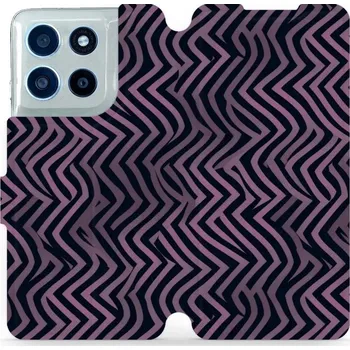 Pouzdro na mobilní telefon Flipové pouzdro Mobiwear - Motorola Moto G56 5G - VA55S Fialové klikyháky (Knížkové flip pouzdro, obal, kryt na mobil Motorola Moto G56 5G - VA55S Fialové klikyháky, materiál Umělá kůže + TPU - ochrana 360°, stojánek, silikonová vanička, magnetické zavírá