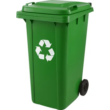Venkovní odpadkový koš Ekspan Plastová nádoba na odpad 240 l s kolečky – barevná Barva: Zelená