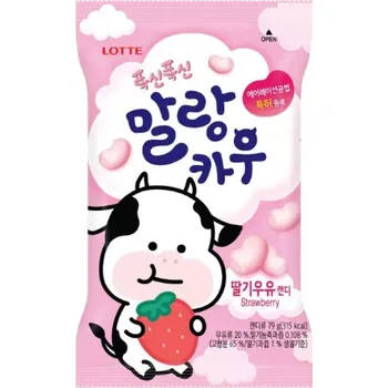 Bonbon Mléčné bonbóny jahodové Malang Cow Lotte 79 g